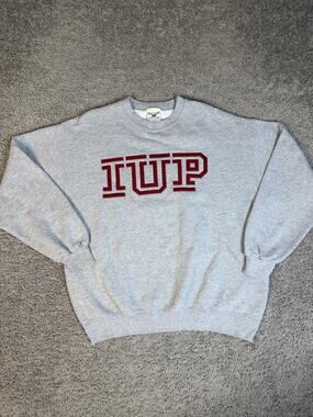 IUP Crimson Hawks Sweatshirt Mens L Gray Oarsman NCAA College Crewneck Pullover